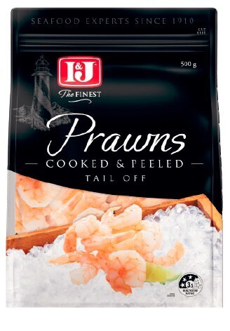 Coles I&J Cooked & Peeled Prawns Tail Off 500g offer