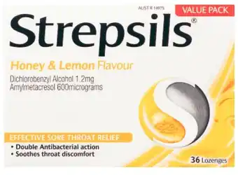 Coles Strepsils Lozenges Honey Lemon Value Pack 36 Pack* offer
