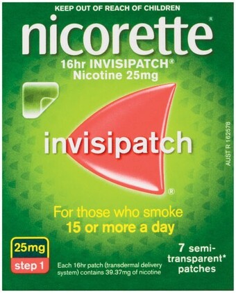 Coles Nicorette Invisipatch Step 1 25mg 7 Pack* offer