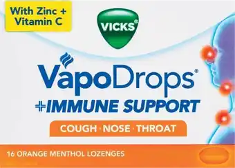 Coles Vicks Vapodrops Immune Support Orange Lozenges 16 Pack* offer