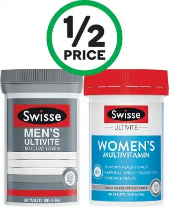 Woolworths Swisse Men’s or Women’s Ultivite F1 Tablets Pk 60~ offer