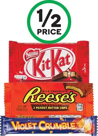Woolworths Nestle, Violet Crumble or Reese’s Bar 35-55g offer