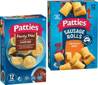 Woolworths Patties Party Pies 560g Pk 12 or Sausage Rolls 450g Pk 12 offer