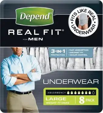 Depend Real Fit for Men Underwear Pk 8