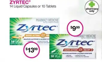 Priceline Zyrtec 14 Liquid Capsules Or 10 Tablets offer