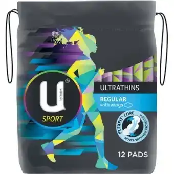Coles U By Kotex Ultrathin Sport Regular Pads With Wings 12 Pack offer