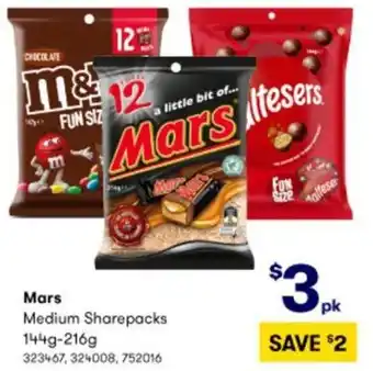 BIG W Mars Medium Sharepacks 323467,324008,752016 offer