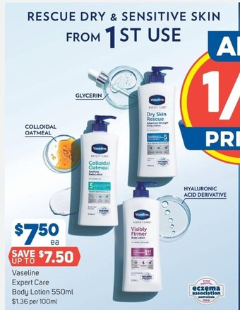 Foodland Vaseline Expert Care Body Lotion 550ml offer