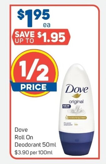 Foodland Dove Roll On Deodorant 50ml offer