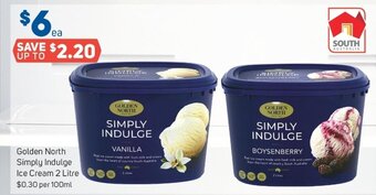 Foodland Golden North Simply Indulge Ice Cream 2 Litre offer