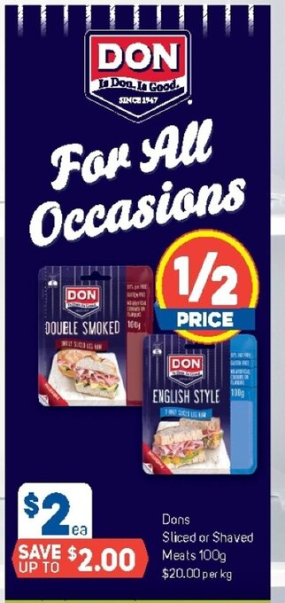 Foodland Dons Sliced or Shaved Meats 100g offer