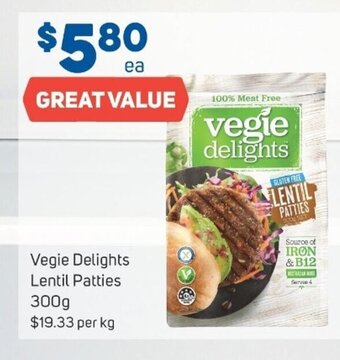 Foodland Vegie Delights Lentil Patties 300g offer