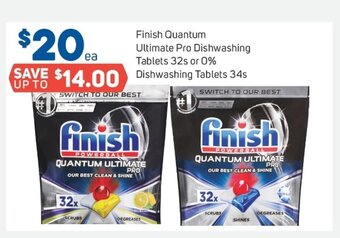 Foodland Finish Quantum Ultimate Pro Dishwashing Tablets 32s or 0% Dishwashing Tablets 34s offer