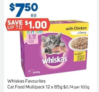 Foodland Whiskas Favourites Cat Food Multipack 12x85g offer