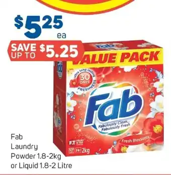 Foodland Fab Laundry Powder 1.8-2kg or Liquid 1.8-2 Litre offer