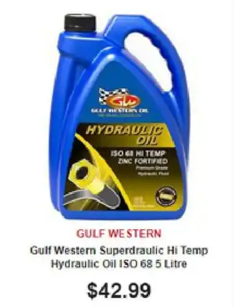 SuperCheap Auto Gulf Western - Gulf Western Superdraulic Hi Temp Hydraulic Oil ISO 68  5 Litre offer