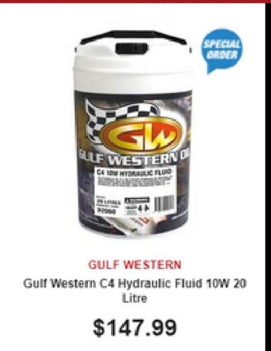 Gulf Western Gulf Western c4 Hydraulic Fluid 10W 20 Litre offer at