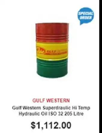 SuperCheap Auto Gulf Western - Gulf Western Superdraulic Hi Temp Hydraulic Oil ISO 32 205 Litre offer