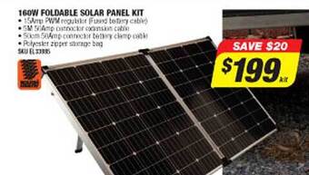 Autobarn 160w Foldable Solar Panel Kit offer
