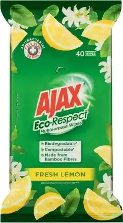Ajax Eco-Respect Multipurpose Wipes Fresh Lemon 40 Pack