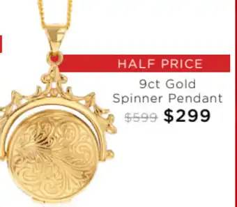 Grahams Jewellers 9 ct Gold Spinner Pendant offer