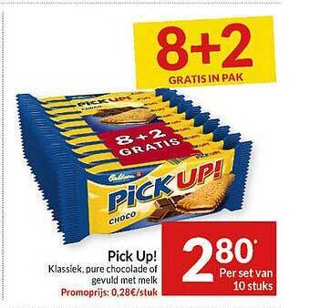 Intermarché Pick Up! Klassiek, pure chocolade of gevuld met melk aanbieding