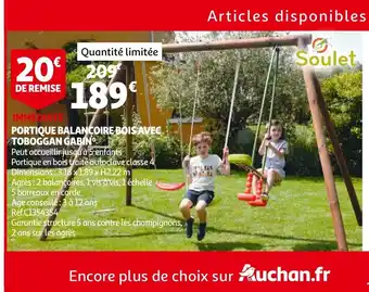 Auchan Portique Balancoire Bois Avec Toboggan Gabin aanbieding