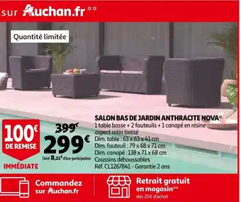 Auchan Salon Bas De Jardin Anthracite Nova aanbieding
