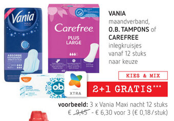 Vania maandverband, O.B. Tampons of Carefree
