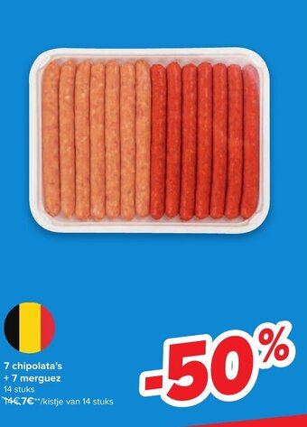 Carrefour 7 chipolata's + 7 merguez aanbieding