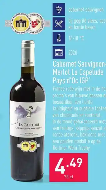 ALDI Cabernet Sauvignon Merlot La Capelude Pays D'oc Igp aanbieding