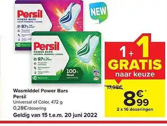 Carrefour Wasmiddel Power Bars Persil aanbieding