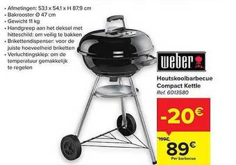Carrefour Houtskoolbarbecue Compact Kettle aanbieding