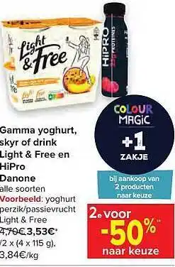 Carrefour Gamma Yoghurt, Skyr Of Drink Light & Free En Hipro Danone aanbieding
