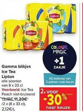 Carrefour Gamma Blikjes Ice Tea Lipton aanbieding