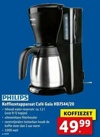 Lidl Philips koffiezetapparaat café gaia hd7544-20 aanbieding