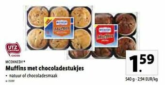 Lidl Muffins met chocoladestukjes aanbieding