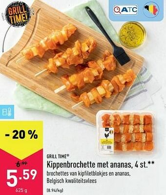 ALDI Kippenbrochette met ananas aanbieding