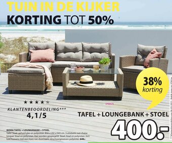 Jysk Mora Tafel + Loungebank + Stoel aanbieding
