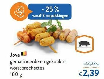 Jova gemarineerde en gekookte worstbrochettes