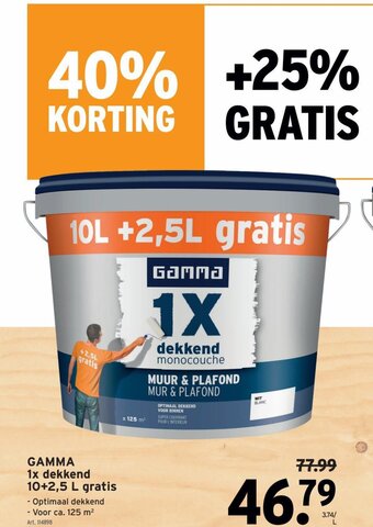 GAMMA Gamma 1x Dekkend 10+2,5 L Gratis aanbieding