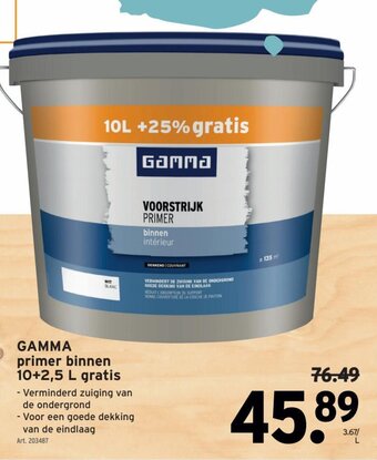 GAMMA Gamma Primer Binnen 10+2,5 L Gratis aanbieding