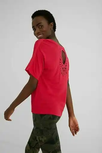 Desigual T-shirt met haakwerk en paisleys - RED - XL aanbieding