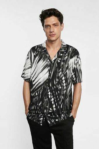 Desigual Tropisch overhemd met korte mouwen - BLACK - L aanbieding