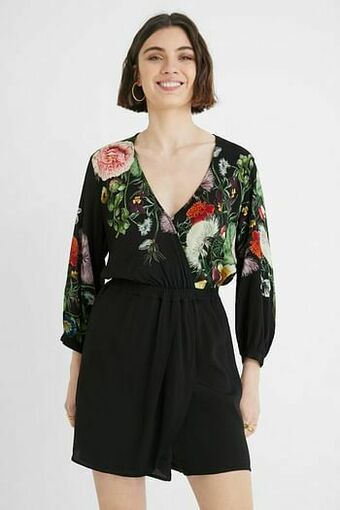 Desigual Korte gekruiste jumpsuit - BLACK - L aanbieding