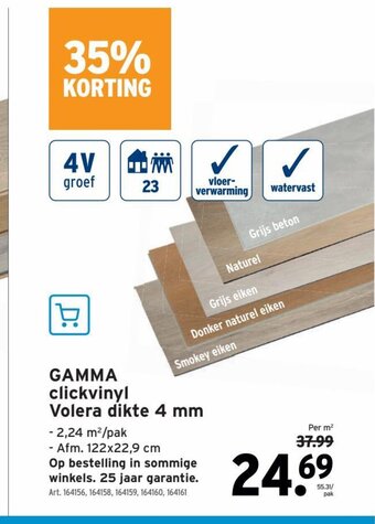 GAMMA Gamma Clickvinyl Volera Dikte 4mm aanbieding
