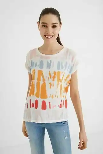 Desigual T-shirt met korte mouwen en tie-dye - RED - L aanbieding