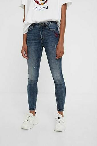 Desigual Skinny jeans met hart - BLUE - 24 aanbieding