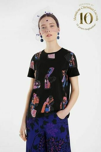 Desigual Baggy T-shirt van 100% katoen - BLACK - S aanbieding