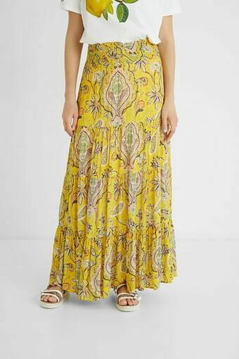 Desigual Lange klokrok met paisleymotieven - YELLOW - L aanbieding